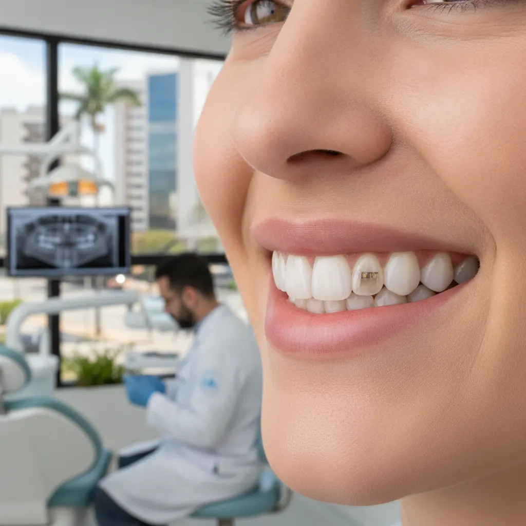 Lentes de porcelana em dente com restauração antiga em Goiânia